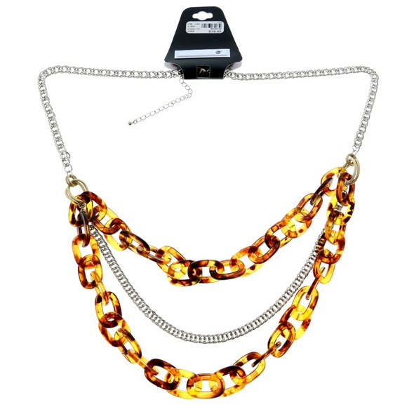 Lane Bryant Statement-Necklace Silver & Brown NWT - Picture 4 of 7